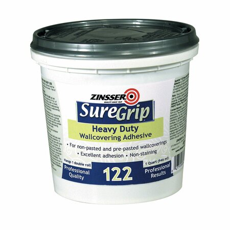 ZINSSER Suregrip 122 Heavy Duty Clear Strippable Wallcovering Adhesive, Quart 69384